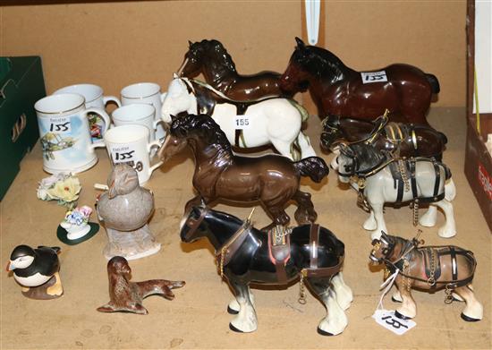 Quantity of shire horses & other ceramics